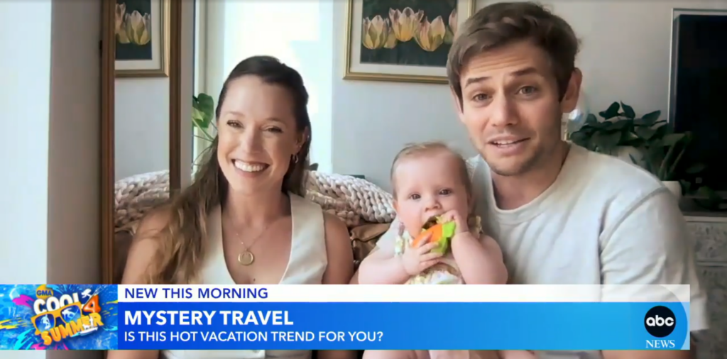 Udklip fra Good Morning America. Par snakker om Mystery Travel